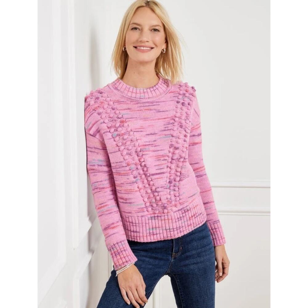 EUC Talbots Space Dye Chevron Cozy Knit Sweater Pink Purple Cottagecore XLP